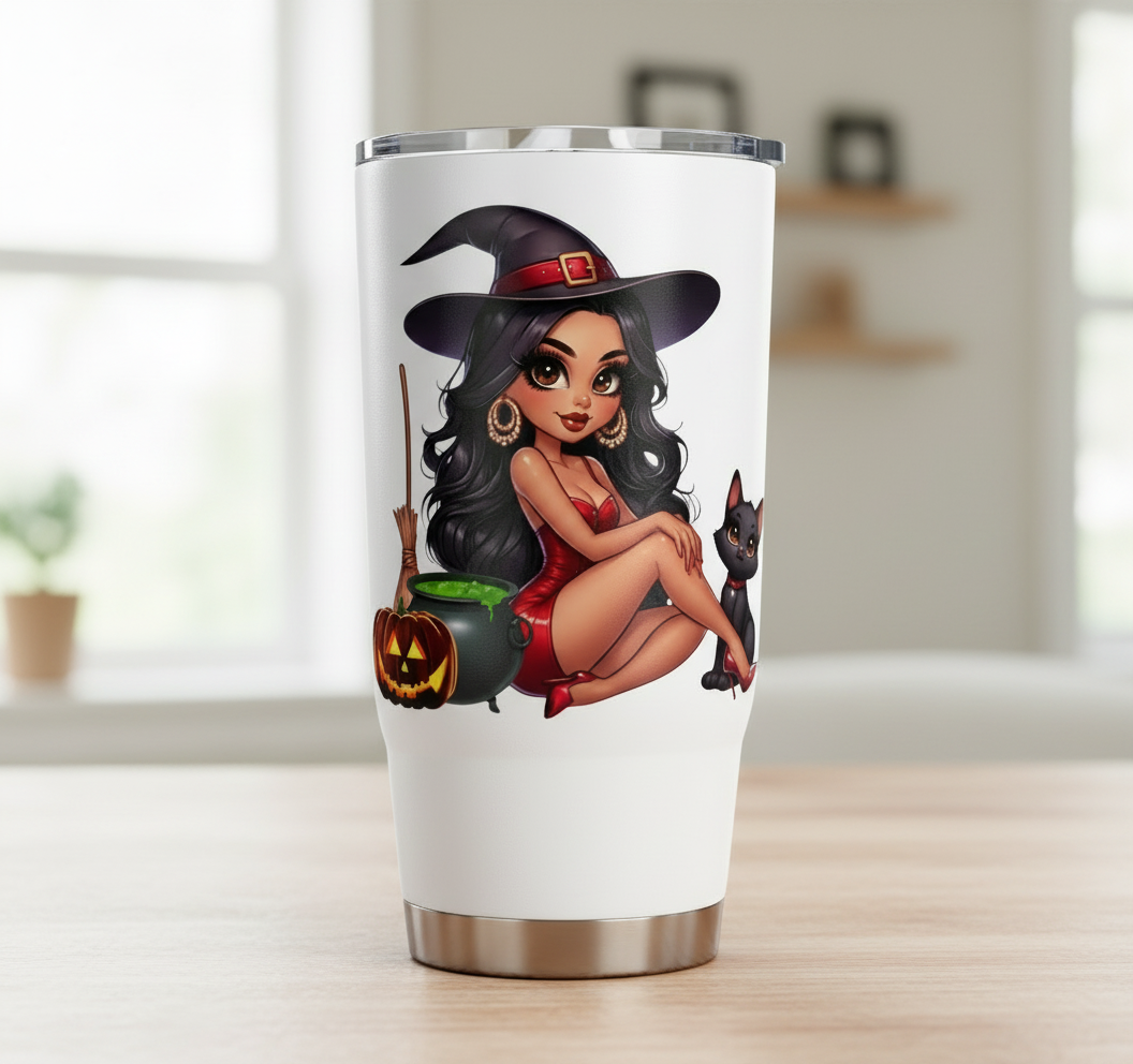 Bruja latina sexy - Calcomanía UVDTF roja