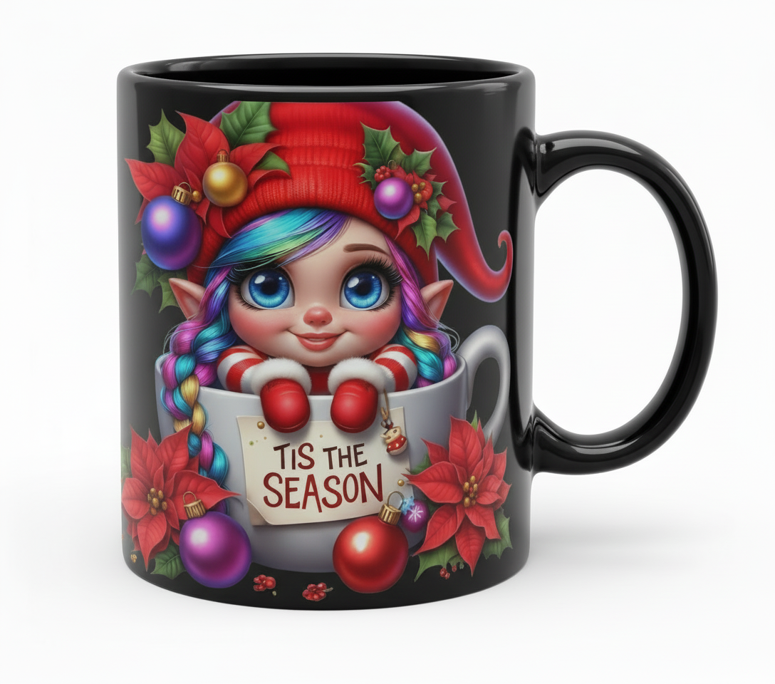 Elf in a Christmas Mug #2 - UVDTF Decal for cups/hard surfaces sticker