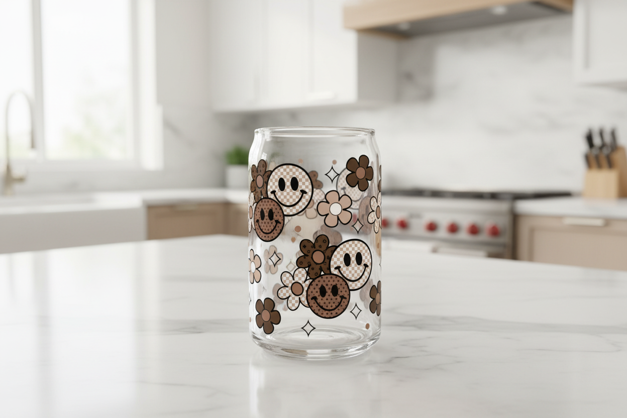 Brown Smiley Faces - UVDTF wrap for cups/hard surfaces sticker