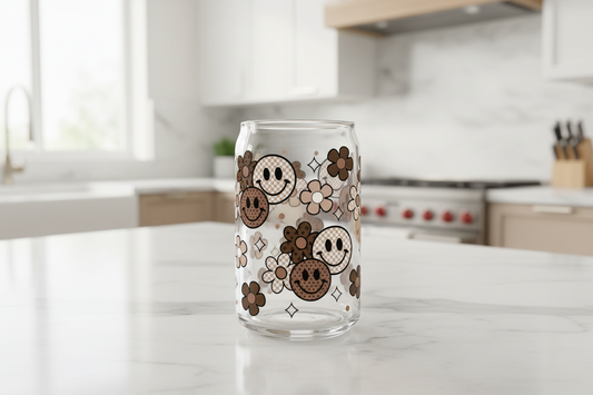 Brown Smiley Faces - UVDTF wrap for cups/hard surfaces sticker