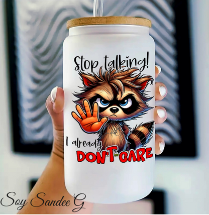 Stop Talking Raccoon - UVDTF Decal for cups/hard surfaces sticker