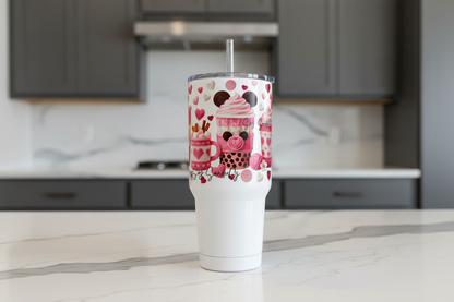 Pink Embroidered Cups- UVDTF Wrap for cups/hard surfaces sticker