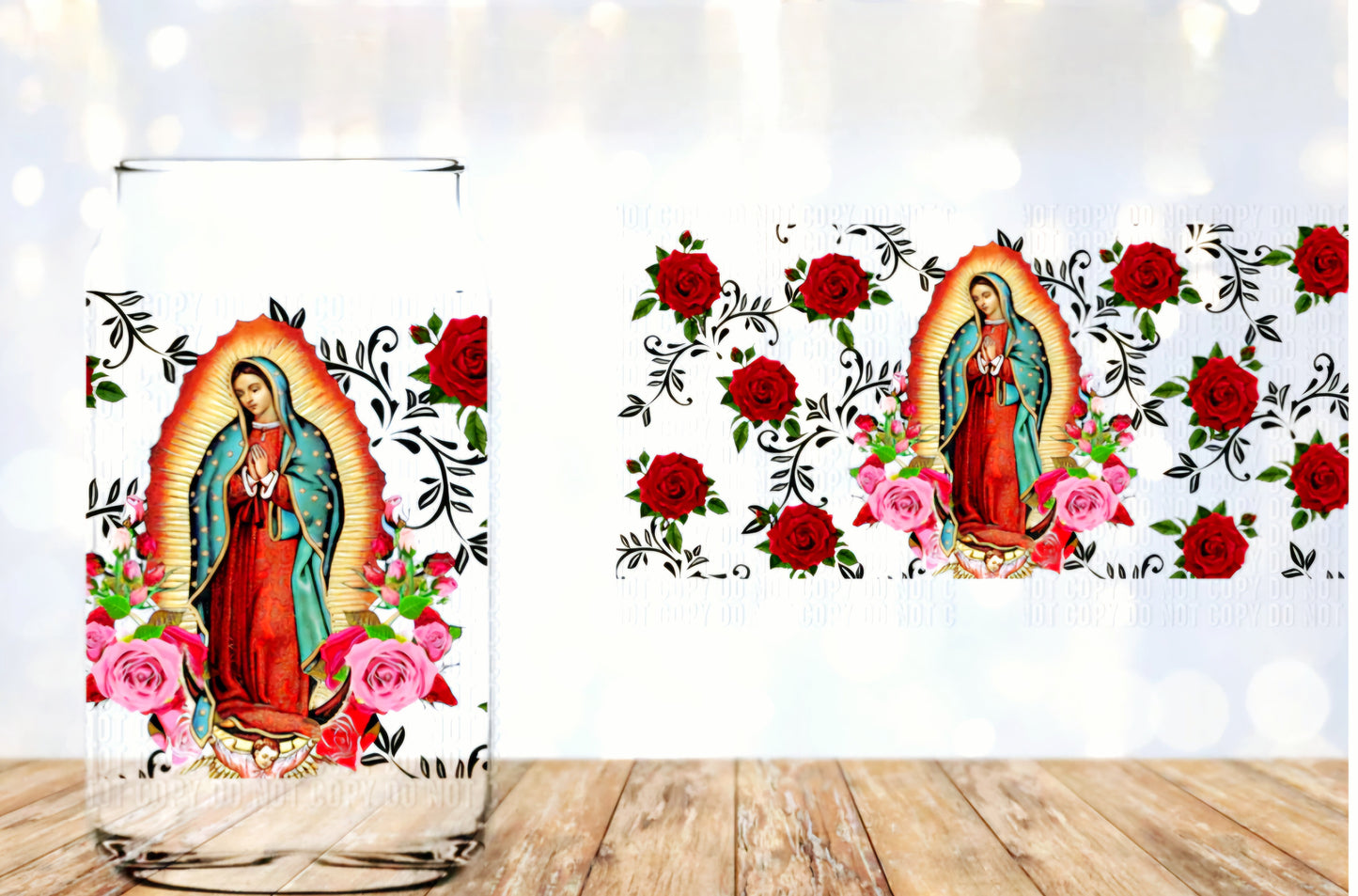 Virgen de Guadalupe & Roses - UVDTF Wrap for cups/hard surfaces