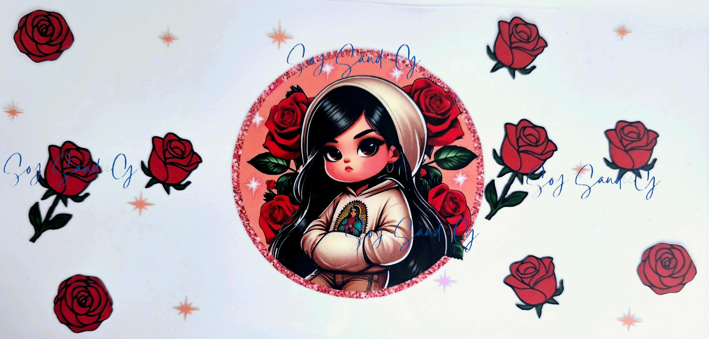 Adolescente mexicana con pucheros, envoltura UVDTF