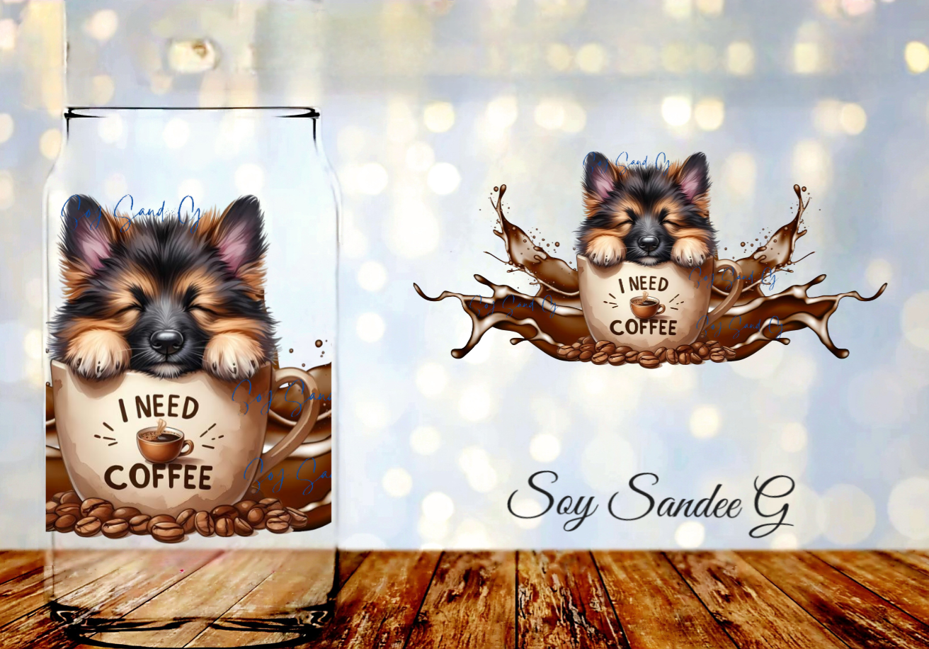 German Shepard in a Mug - UVDTF Wrap for cups/hard surfaces sticker