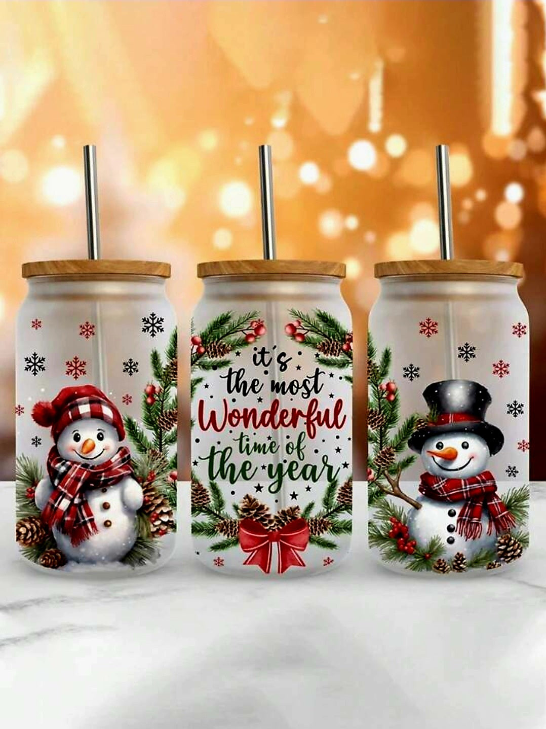 It's the Most Wonderful Time of the Year Snowmen - UVDTF Wrap for cups/hard surfaces sticker