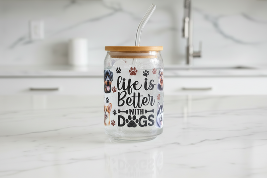 Life is Better with Dogs #7 - UVDTF Wrap for cups/hard surfaces sticker
