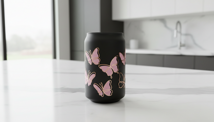 Envoltura UVDTF con mariposas en oro rosa