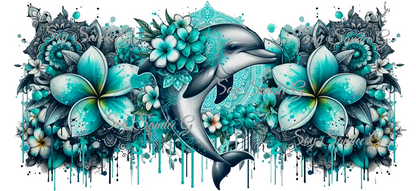 Teal Dolphin - UVDTF Wrap for cups/hard surfaces sticker