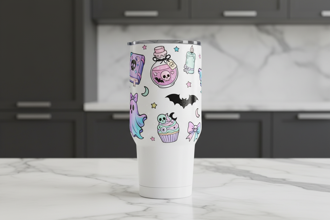 Cute Pastel Halloween Essentials - UVDTF Wrap for cups/hard surfaces sticker