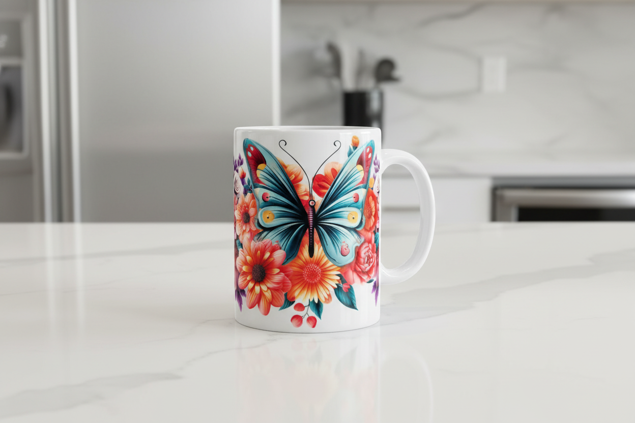 Teal Butterfly - UVDTF Wrap for cups/hard surfaces sticker