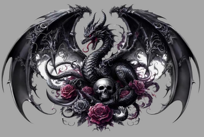 Black Dragon & Roses - UVDTF Decal for cups/hard surfaces sticker