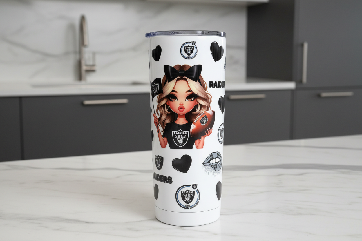 Raiders Cheerleader - UVDTF Wrap for cups/hard surfaces sticker