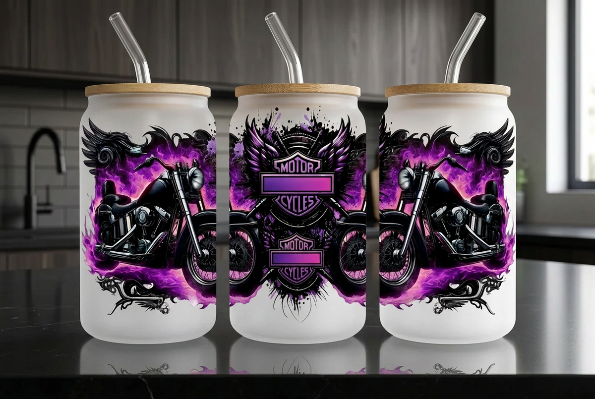 Purple Motorcycles - UVDTF Wrap for cups/hard surfaces sticker