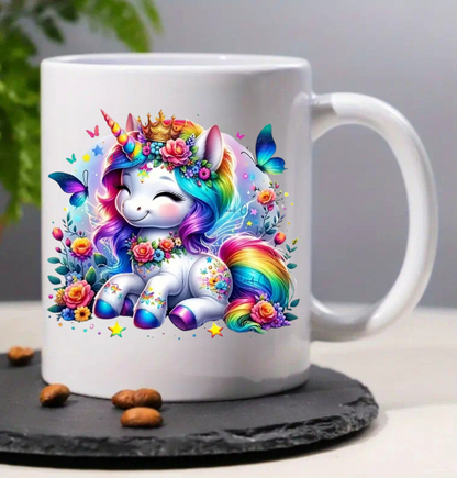 Cute Rainbowed Hair Unicorn - UVDTF Decal for cups/hard surfaces