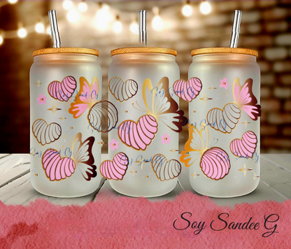 Pink & White Mexican Cookies & Gold Butterflies - UVDTF Wrap for cups/hard surfaces sticker
