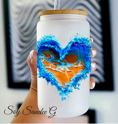 Beach Blue Heart - UVDTF Decal for cups/hard surfaces sticker