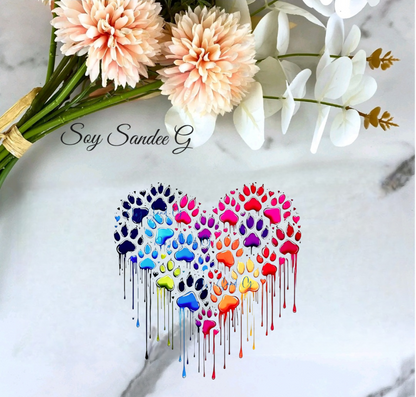 Animal Paw Print Heart - UVDTF Decal for cups/hard surfaces sticker