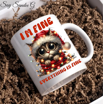 I'm Fine, Everything is Fine Cat - UVDTF Decal for cups/hard surfaces sticker
