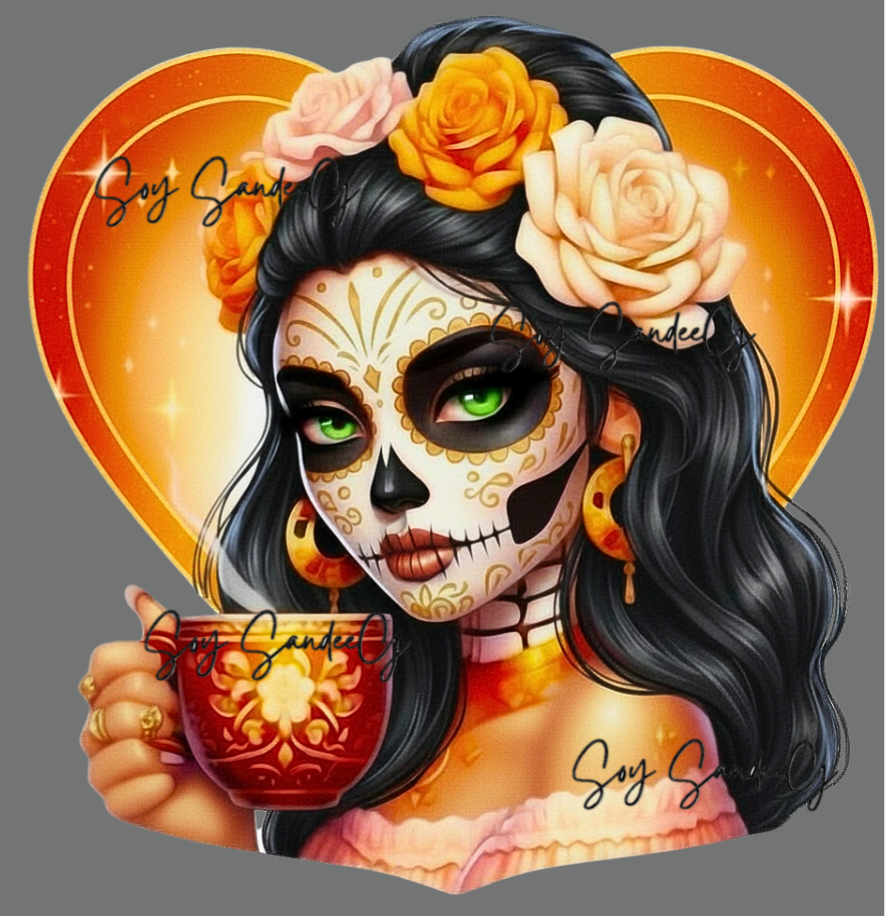 Orange Roses Skully - UVDTF Decal for cups/hard surfaces sticker
