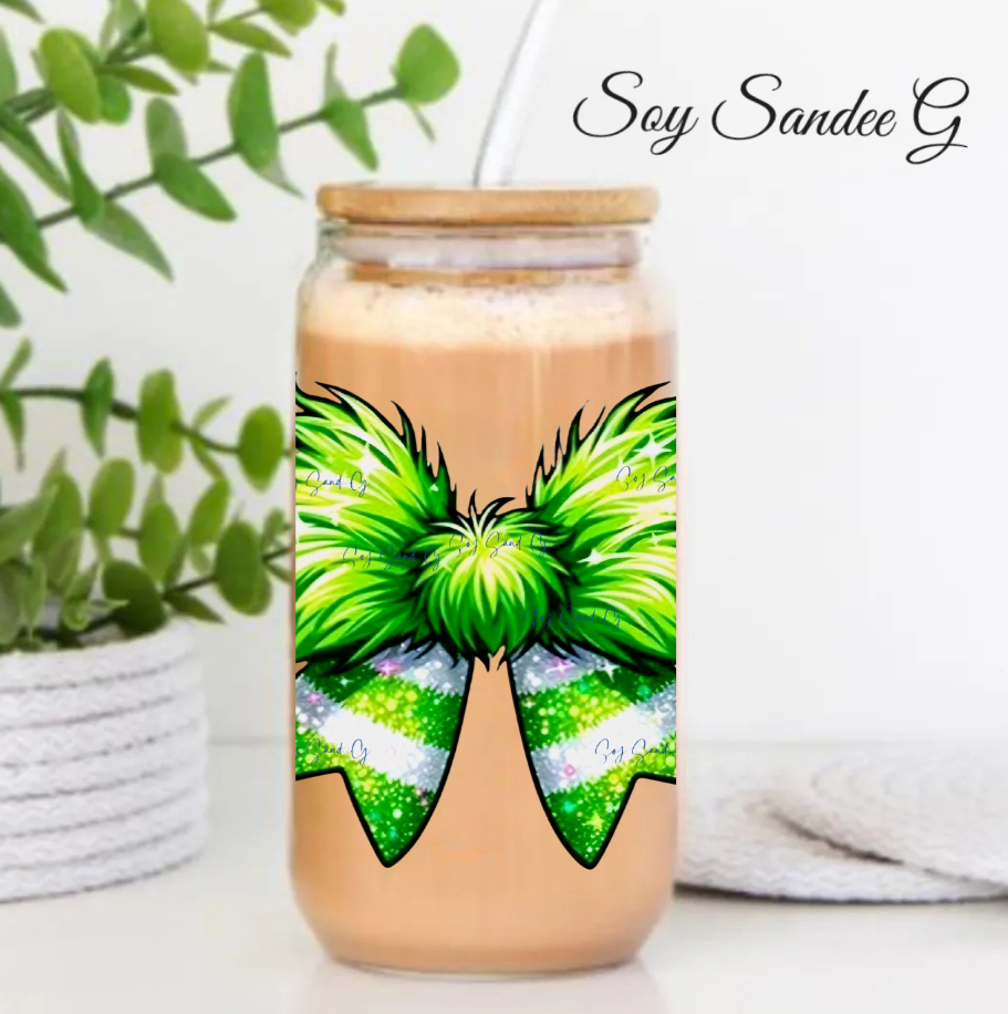 Green & White Fluffy Bow -  UVDTF Decal for cups/hard surfaces sticker