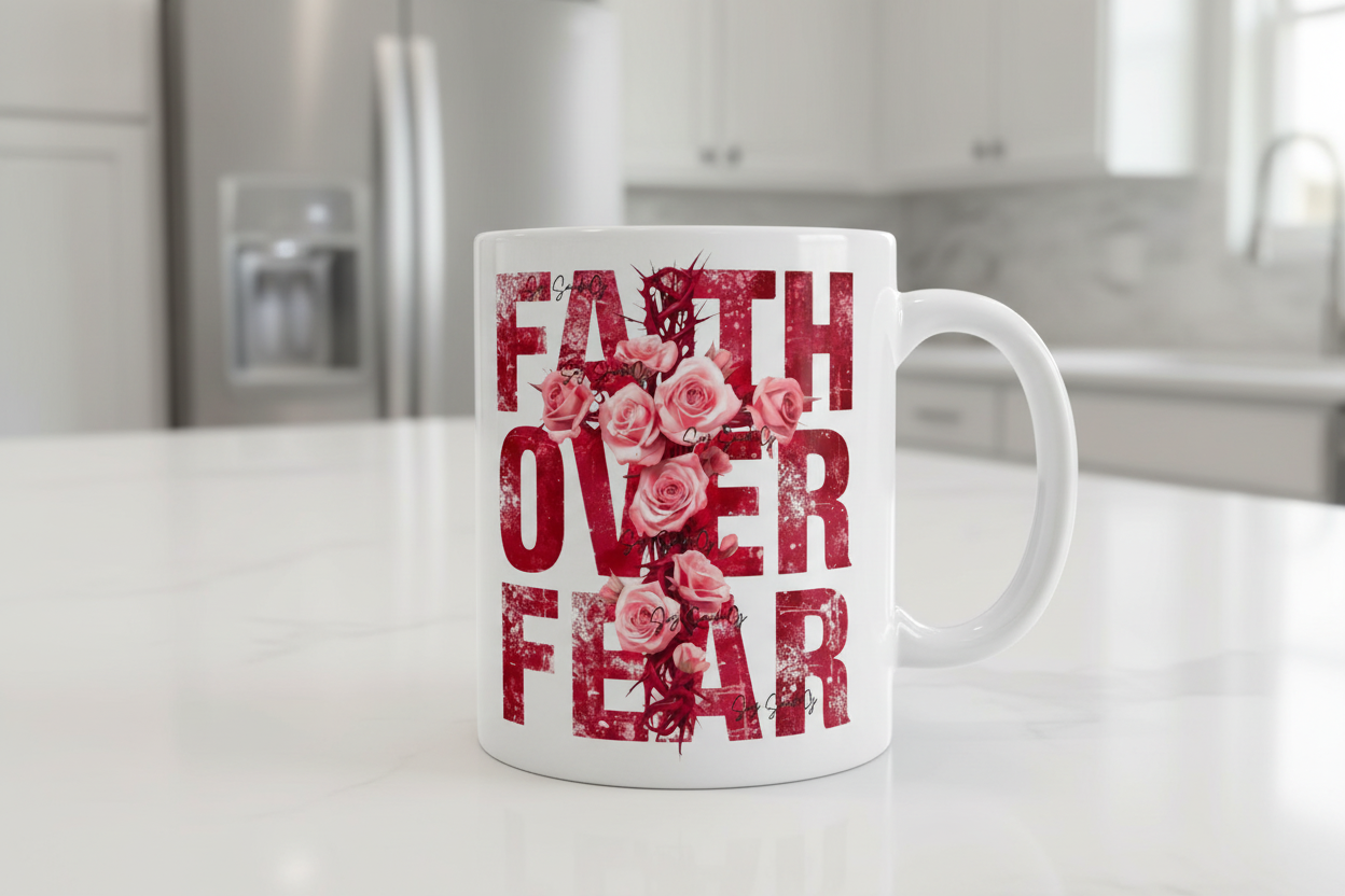 Faith Over Fear Roses - UVDTF Decal for cups/hard surfaces sticker