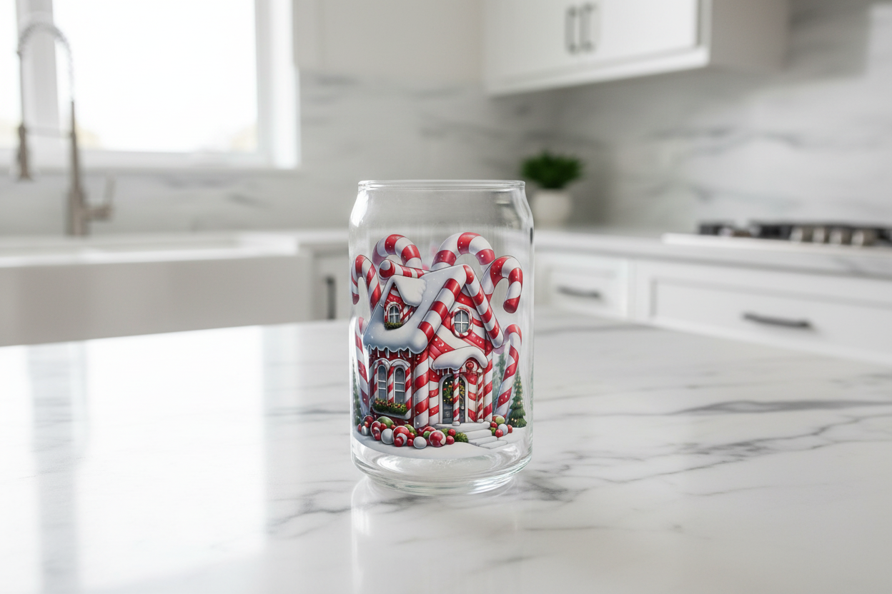 Merry Christmas Candy Cane House - UVDTF Wrap for cups/hard surfaces sticker