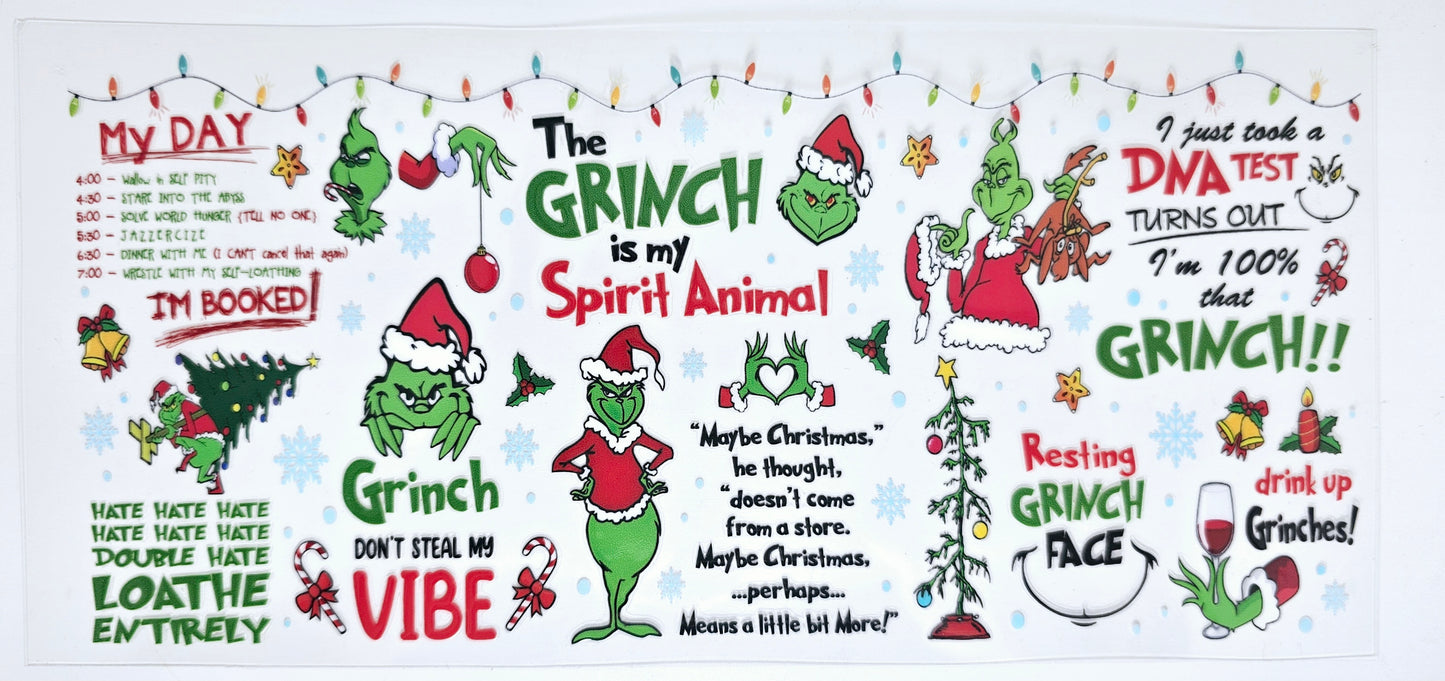 Multiple Grinch Sayings UVDTF wrap