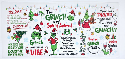 Envoltura UVDTF con varios dichos del Grinch