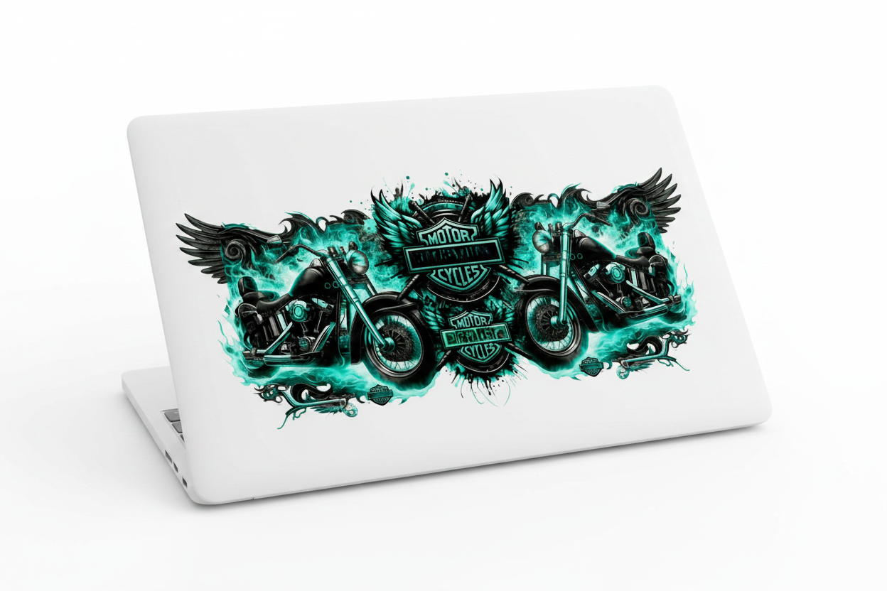 Teal Motorcycles - UVDTF Wrap for cups/hard surfaces sticker