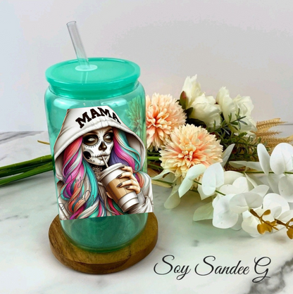 Beige Hoodie Mama Skully - UVDTF Decal for cups/hard surfaces sticker