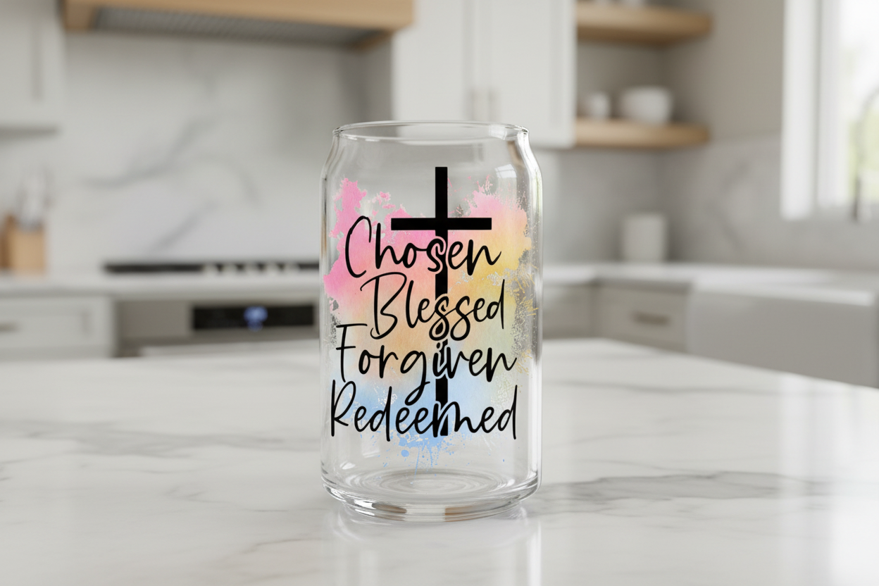 Chosen, Blessed, Forgiven, Redeemed - UVDTF Decal for cups/hard surfaces sticker