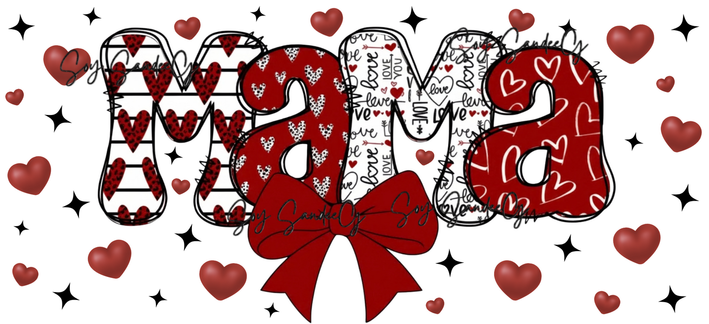 Mama Red Hearts - UVDTF Wrap for cups/hard surfaces sticker