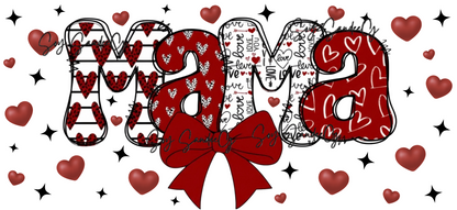 Mama Red Hearts - UVDTF Wrap for cups/hard surfaces sticker