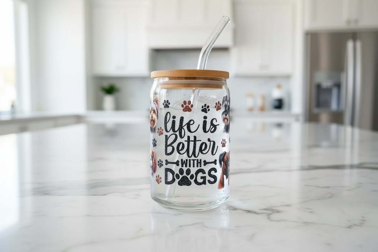 Life is Better with Dogs #8 - UVDTF Wrap for cups/hard surfaces sticker