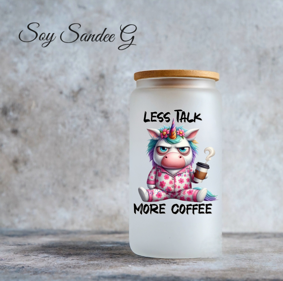 Less Talk More Coffee Unicorn - UVDTF Decal for cups/hard surfaces sticker