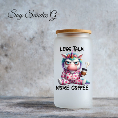 Less Talk More Coffee Unicorn - UVDTF Decal for cups/hard surfaces sticker