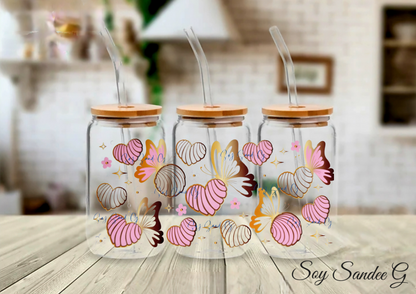 Pink & White Mexican Cookies & Gold Butterflies - UVDTF Wrap for cups/hard surfaces sticker