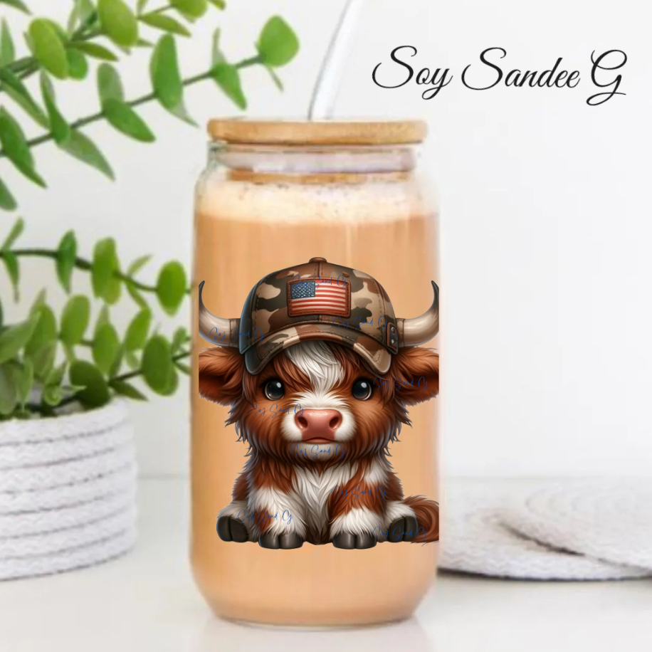 Calcomanía UVDTF de vaca patriótica