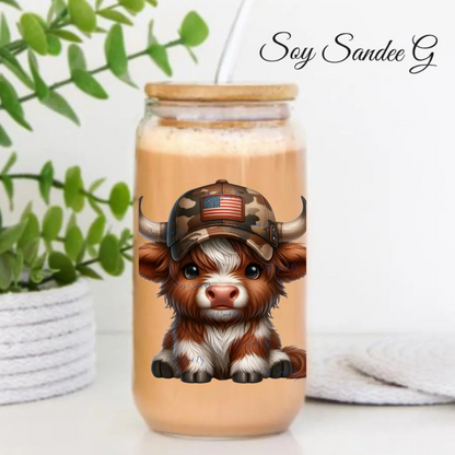 Calcomanía UVDTF de vaca patriótica