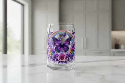 Purple Butterflies Rainbow - UVDTF wrap for cups/hard surfaces sticker