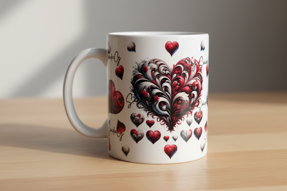 White & Red Hearts - UVDTF Wrap for cups/hard surfaces sticker