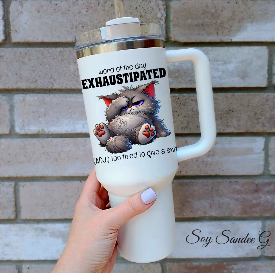 Exhaustipated Cat - UVDTF Decal for cups/hard surfaces sticker