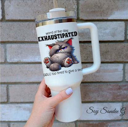 Exhaustipated Cat - UVDTF Decal for cups/hard surfaces sticker
