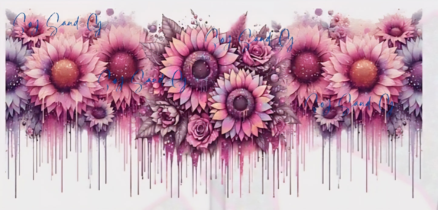 Envoltura UVDTF con girasoles rosados