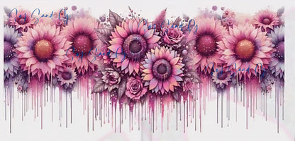 Envoltura UVDTF con girasoles rosados