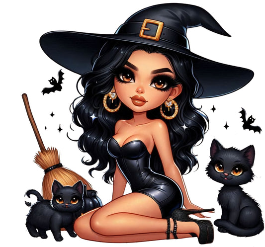 Sexy Latina Witch - Black UVDTF Decal