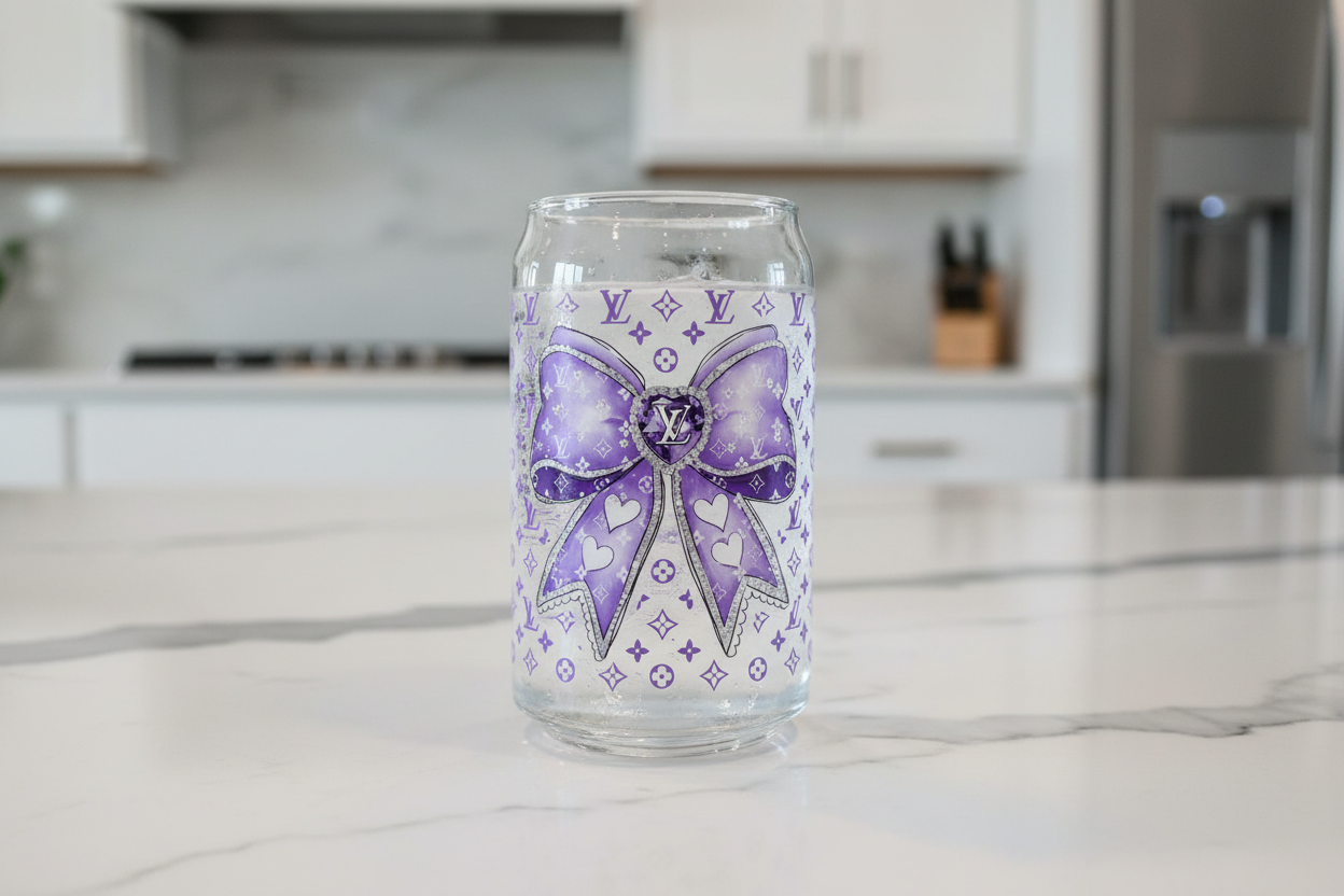 Purple Louis Vuitton Bow - UVDTF Wrap for cups/hard surfaces sticker