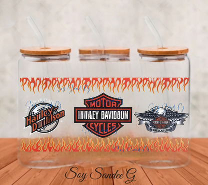 Motorcycle Logos Orange Flames - UVDTF Wrap for cups/hard surfaces sticker