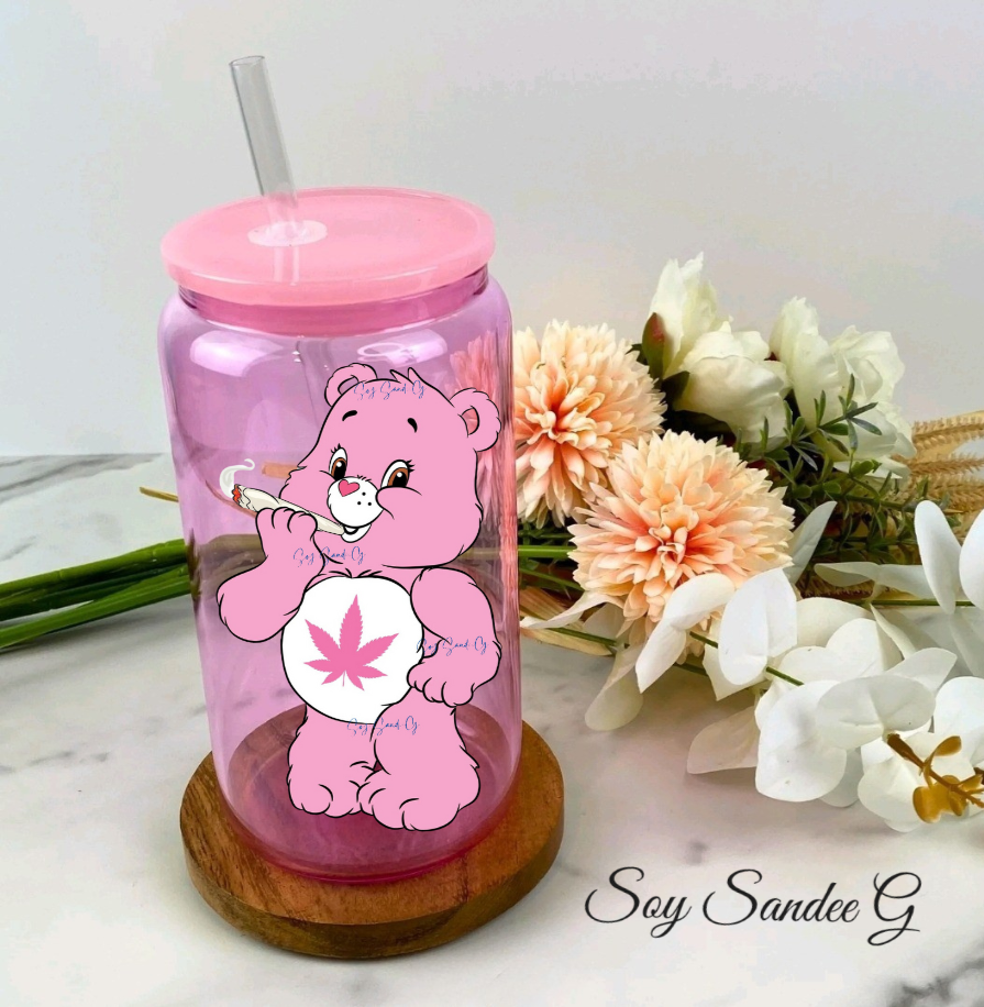 Pink Lit Care Bear - UVDTF Decal for cups/hard surfaces sticker